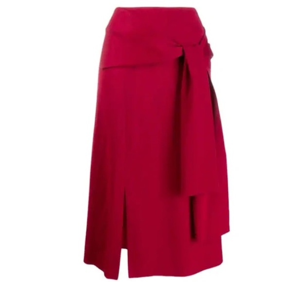 Joseph Red Midi Renne Light Cady Red Evening Skirt Size US 10 EU 42 Satin - Picture 6 of 16